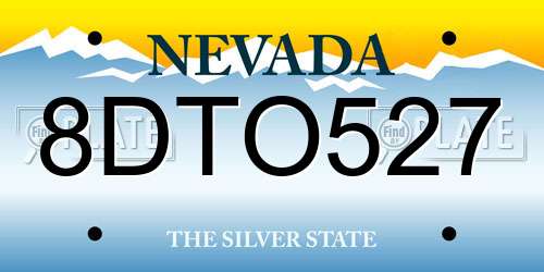 8DTO527 Nevada License Plate