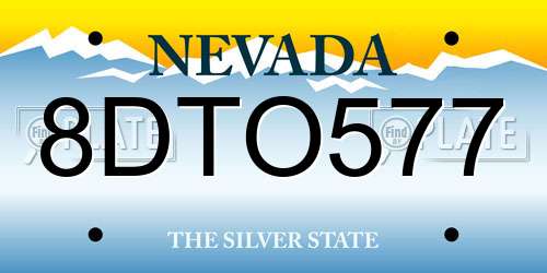 8DTO577 Nevada License Plate
