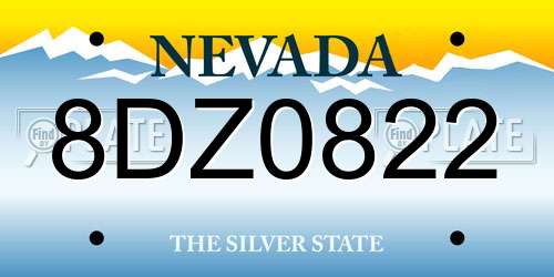8DZ0822 Nevada License Plate