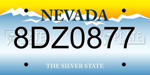 8DZ0877 Nevada License Plate