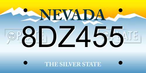 8DZ455 Nevada License Plate