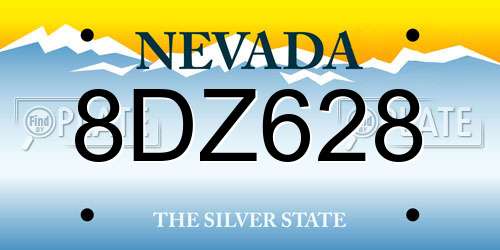 8DZ628 Nevada License Plate