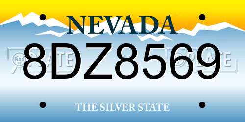 8DZ8569 Nevada License Plate
