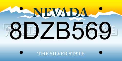 8DZB569 Nevada License Plate
