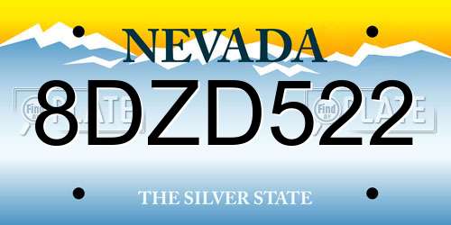 8DZD522 Nevada License Plate