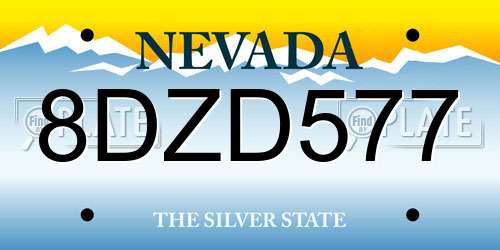 8DZD577 Nevada License Plate