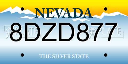 8DZD877 Nevada License Plate