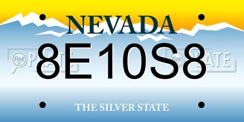 8E10S8 Nevada License Plate