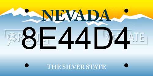 8E44D4 Nevada License Plate