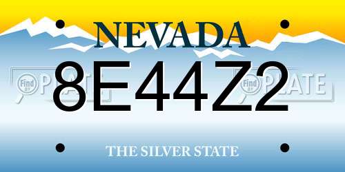 8E44Z2 Nevada License Plate