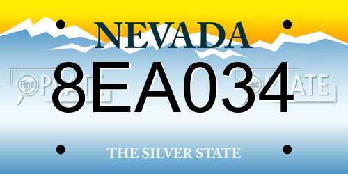 8EA034 Nevada License Plate