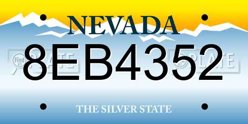 8EB4352 Nevada License Plate