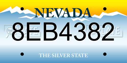8EB4382 Nevada License Plate