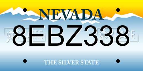 8EBZ338 Nevada License Plate