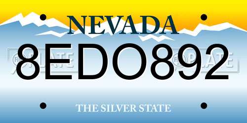 8EDO892 Nevada License Plate