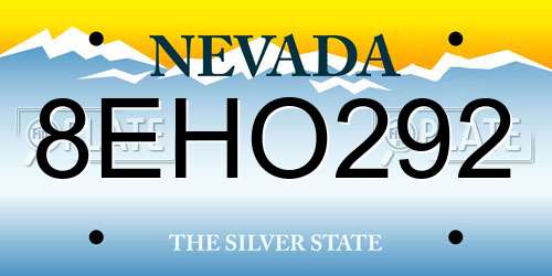 8EHO292 Nevada License Plate