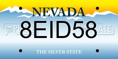 8EID58 Nevada License Plate