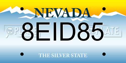 8EID85 Nevada License Plate