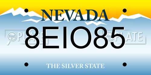 8EIO85 Nevada License Plate