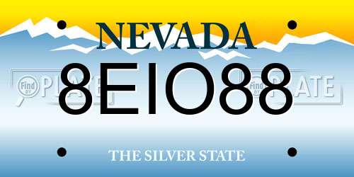 8EIO88 Nevada License Plate