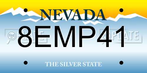 8EMP41 Nevada License Plate