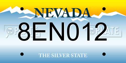 8EN012 Nevada License Plate