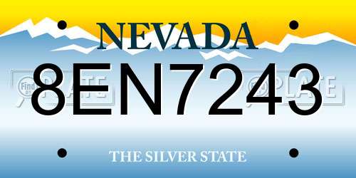 8EN7243 Nevada License Plate