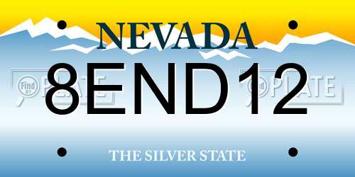 8END12 Nevada License Plate