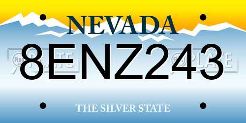 8ENZ243 Nevada License Plate