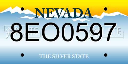 8EO0597 Nevada License Plate