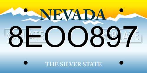 8EOO897 Nevada License Plate