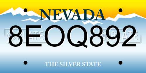 8EOQ892 Nevada License Plate