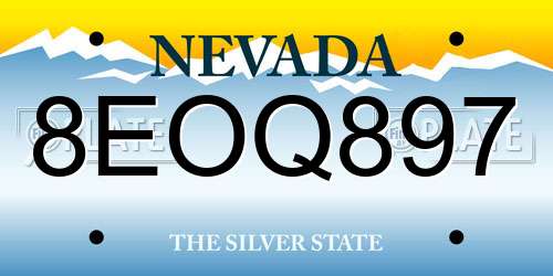 8EOQ897 Nevada License Plate