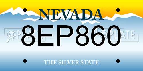8EP860 Nevada License Plate