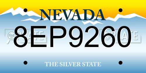 8EP9260 Nevada License Plate