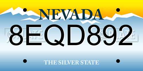 8EQD892 Nevada License Plate