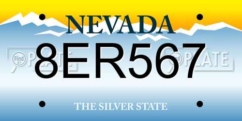 8ER567 Nevada License Plate