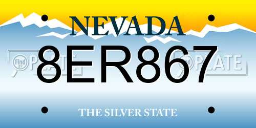 8ER867 Nevada License Plate