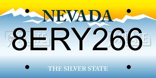 8ERY266 Nevada License Plate