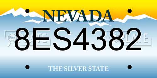 8ES4382 Nevada License Plate