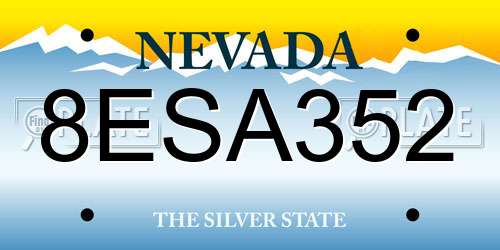 8ESA352 Nevada License Plate