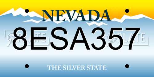 8ESA357 Nevada License Plate