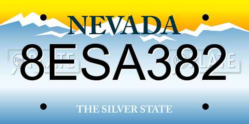 8ESA382 Nevada License Plate