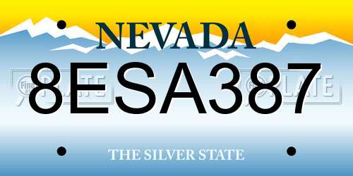 8ESA387 Nevada License Plate