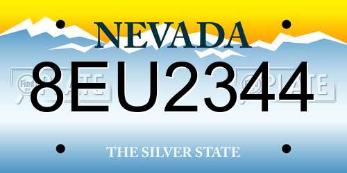 8EU2344 Nevada License Plate