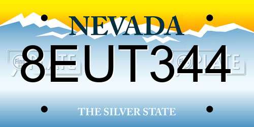 8EUT344 Nevada License Plate
