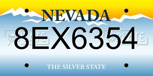 8EX6354 Nevada License Plate