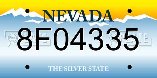 8F04335 Nevada License Plate