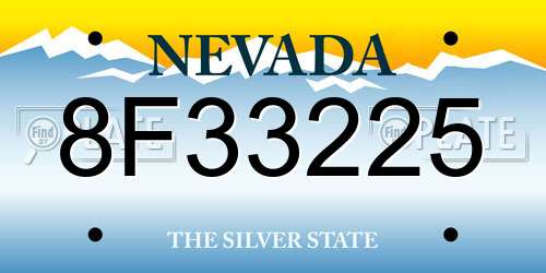 8F33225 Nevada License Plate