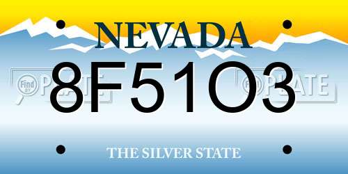 8F51O3 Nevada License Plate